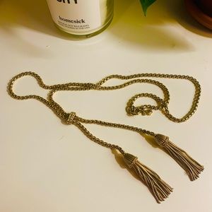 J. Crew Pavé Gold Tassel Chain Necklace